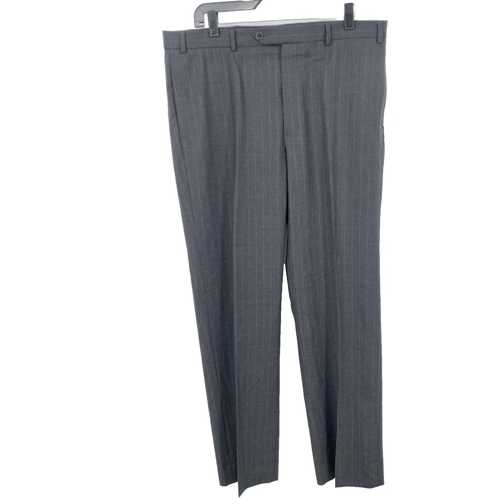 Brooks Brothers 346 Men Size 37 x 31 Pants Gray Pinstriped Straight Stretch Work